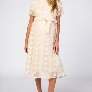 Pinkblush Cream Puff Sleeve Midi Maternity Dress